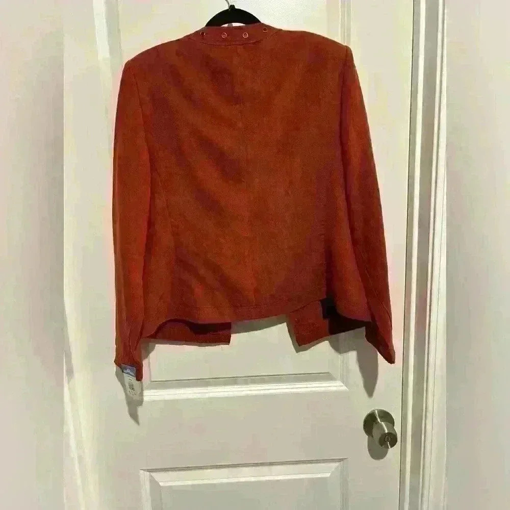 Size 12 Positive Attitude Suede Burnt Orange Jacket - Picture 3 of 3
